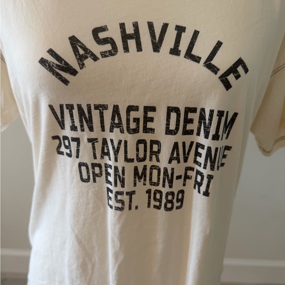 Anthropolgie Nashville Vintage Denim Graphic T-Shirt - Picture 2 of 7
